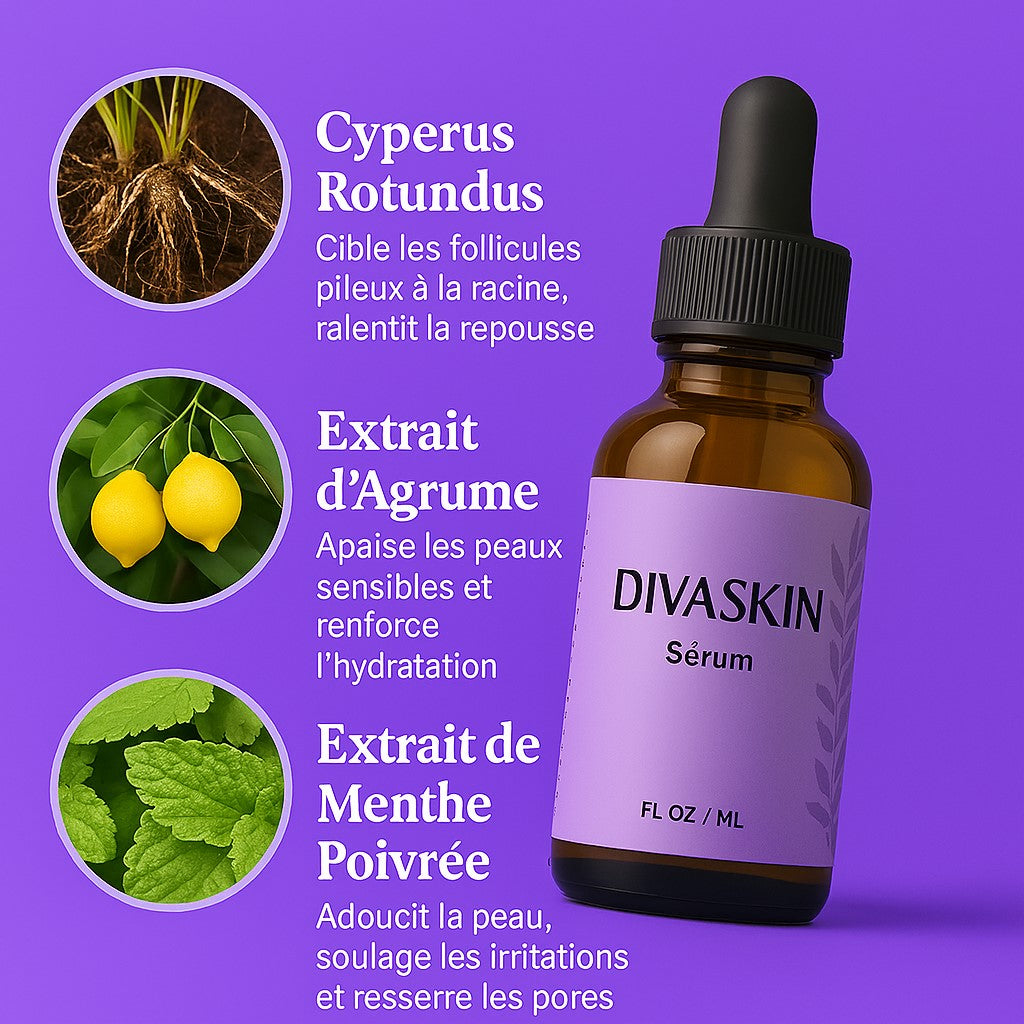 DIVAGLOW™ | Sérum Anti-Repousse Naturel | Huile post-épilation Zones Sensibles